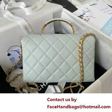 Chanel Grained Calfskin  &  Gold-Tone Metal Small Flap Bag with Top Handle AS4008 Light Green 2025